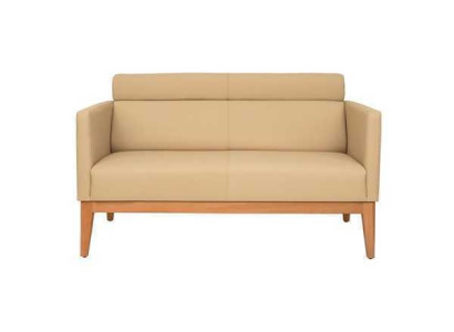 Beiges Büro Sofa Designer 2-Sitzer Polstercouch Kunstleder Luxus Couchen